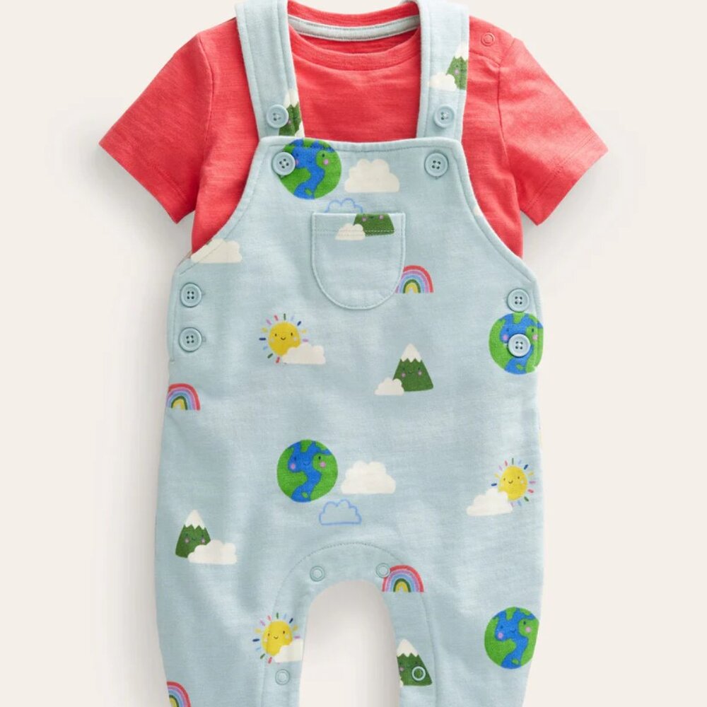 NWOT Mini Boden Jersey Dungaree Set